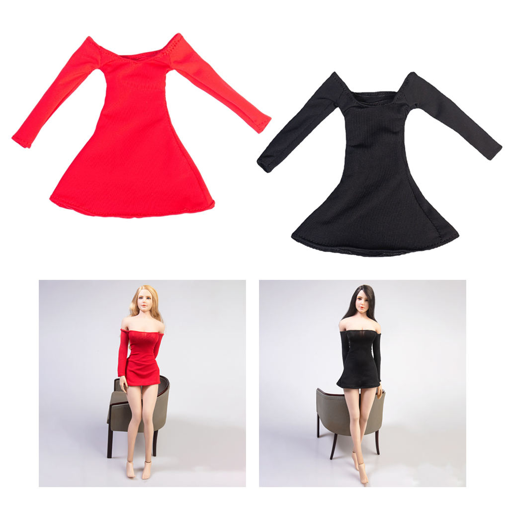 1/6 Scale Female Figure Doll Clothes, Handmade Costume, Dress Outfit Long Sleeve Skirt for 12