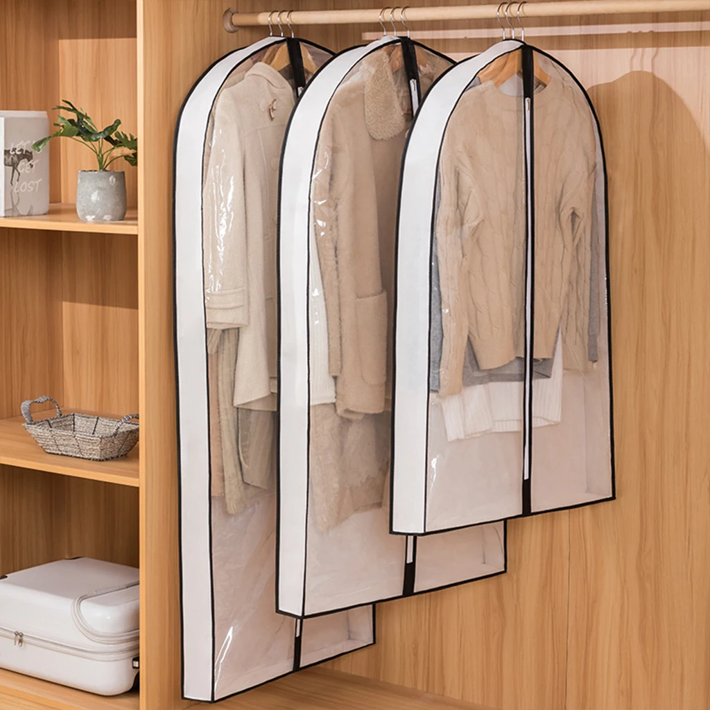 4Pcs Dustproof Garment Bag Visible Moistureproof Cover Three dimensional Hanging for Wardrobe Storage Closet Coats Women