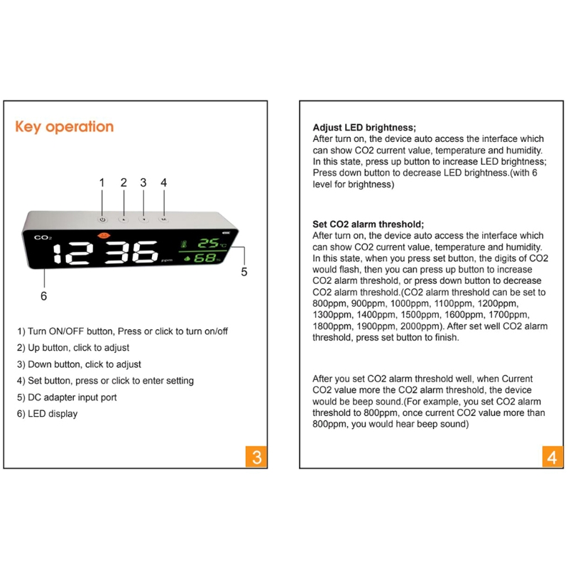 A0kf tempo real 400-5000ppm temperatura umidade ndir