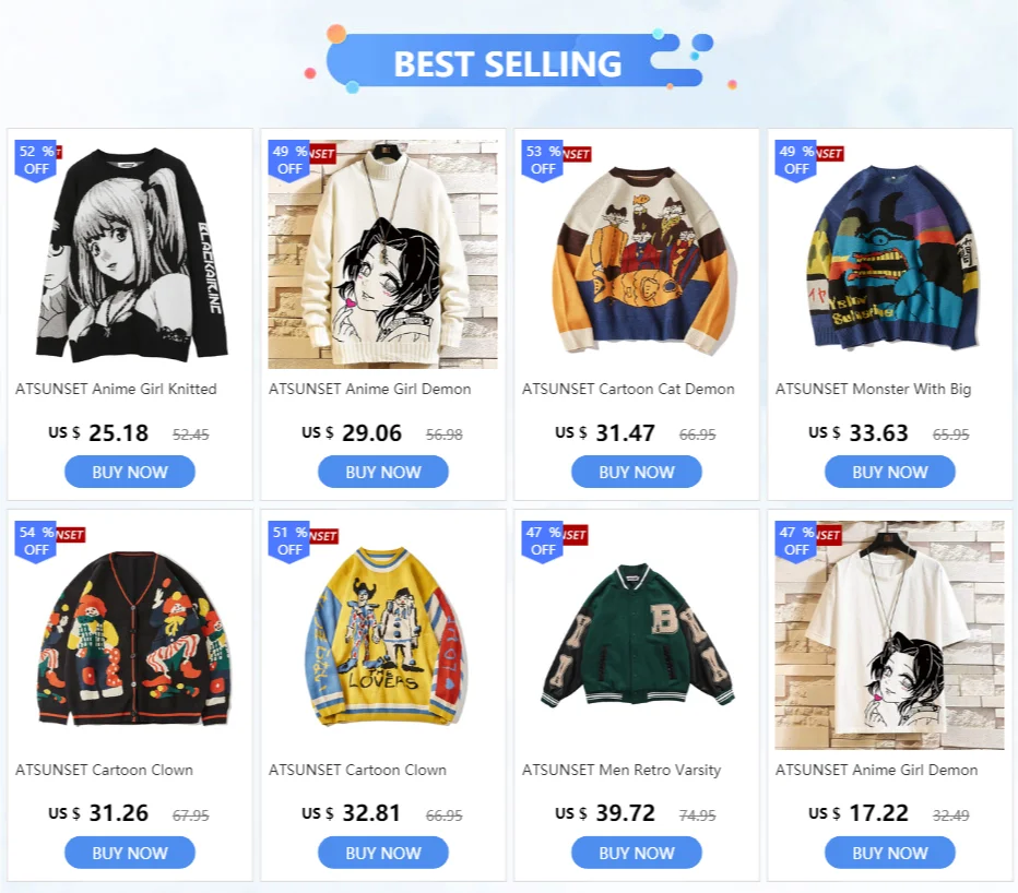 brown sweater men ATSUNSET Cartoon Cat Demon Embroidery Sweater Harajuku Retro Style Knitted Sweater Autumn And Winter Cotton Pullover Top black cardigan men
