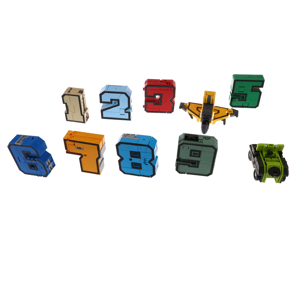ABS Plastic Cool Numbers Transforming Robot 0-9 for Display - Pieces/Set