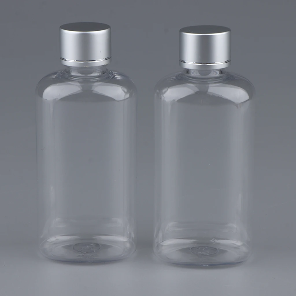 2Pcs 100ml Empty Clear Plastic Bottles Tubes Screw Caps Containers for Shampoo Lotions Toners