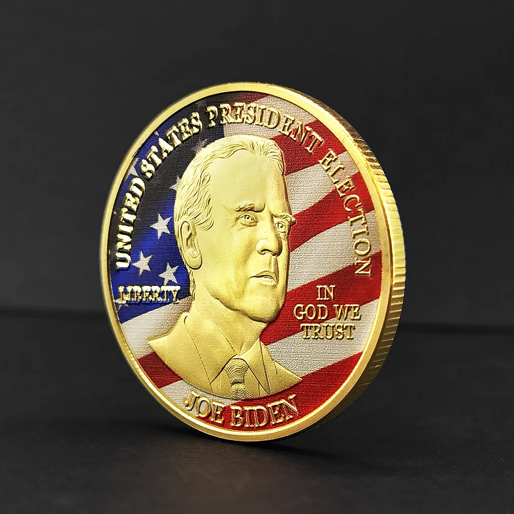 Biden Commemorative Coin National Flag Joe Biden US President Commemorative Coin Souvenir Challenge Collectible Coins Decorative Collection Art Crafts Lucky Coin Gift for Friends Collectors 