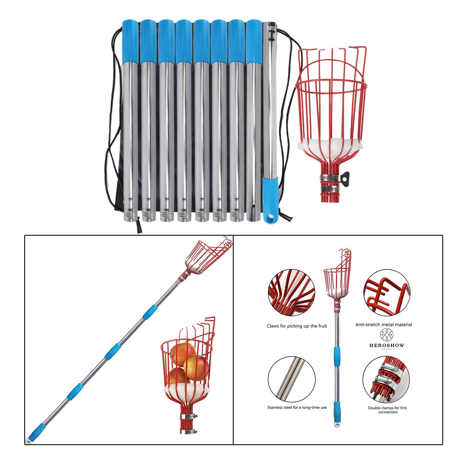 Detachable Fruit Picker with Foam Pad & Basket Fruit Harvester Grabber for Apples Pear CHERRY Farm Fruit Picking Orchard