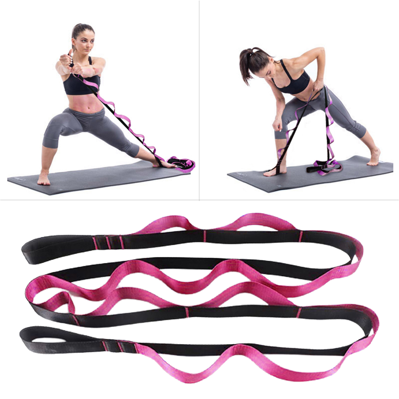 270cm Yoga Stretch Strap, Sports Stretching Strap, Pilates Pull Belt for Physical Therapy, Latin Dance and Gymnastics