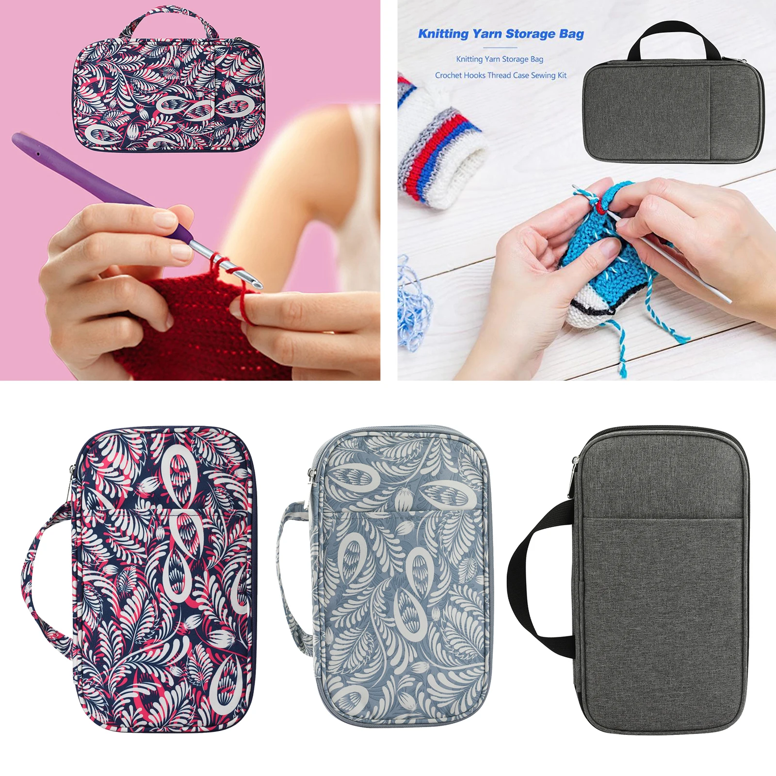 Knitting Needles Case, Organizer Storage Bag for Circular and Straight Knitting Needles, Crochet Hooks Knitting Accessories