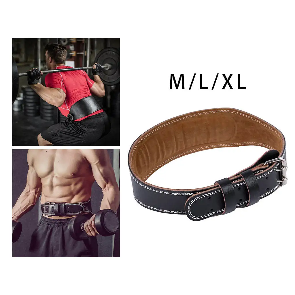 Weight Lifting Belt - Comfortable & Durable PU Leather - Great Lower Back & Lumbar Support for Deadlifts Gym Workouts Dumbbell