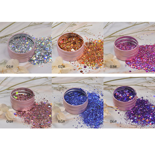 1 Jar iridescent Glitter Sequins Chunky Mixed Hexagon Sequins Powder  Manicures iridescent Sparkly Loose Glitter For