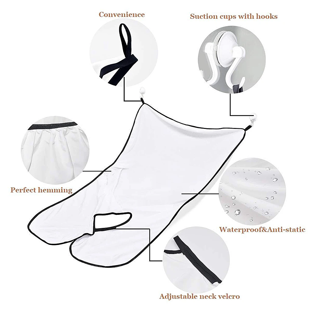 No static Collapsible Beard Mustache Apron Bib Cloth Grooming Hair Cutting Cape Smock Collector & 4pcs Suction Cups