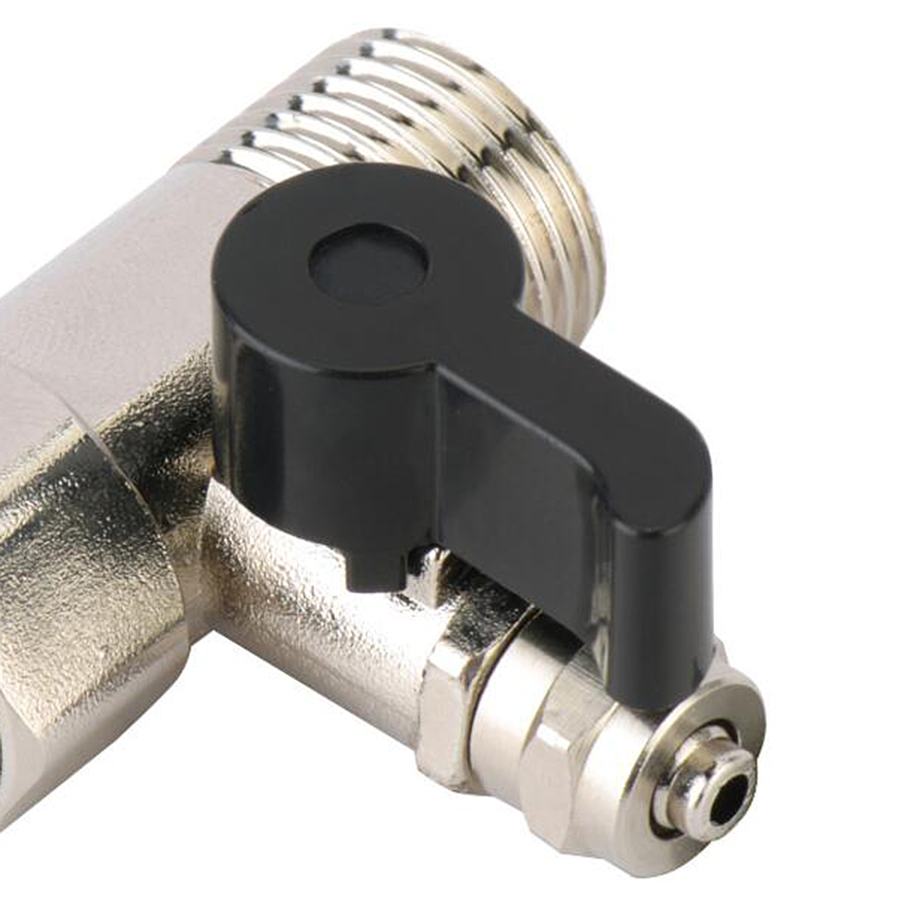 Nickel Plated 1/2'' to 3/8'' Ball Valve Faucet Tap Shut-off Switch Tee Union