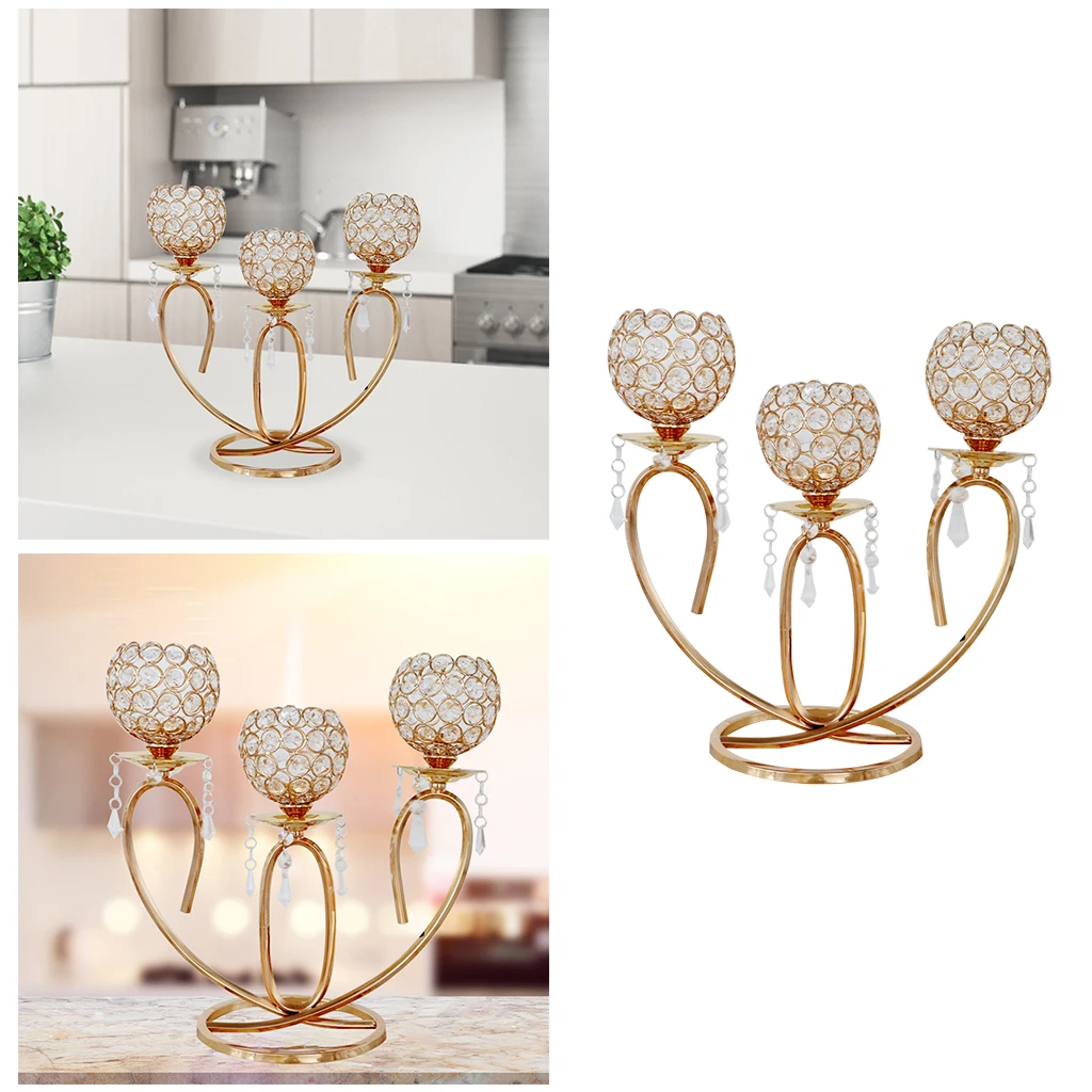 Crystal Candle Holder Dining Table Wedding Centerpiece Christmas Party Events Tea Light Stand Home Decoration