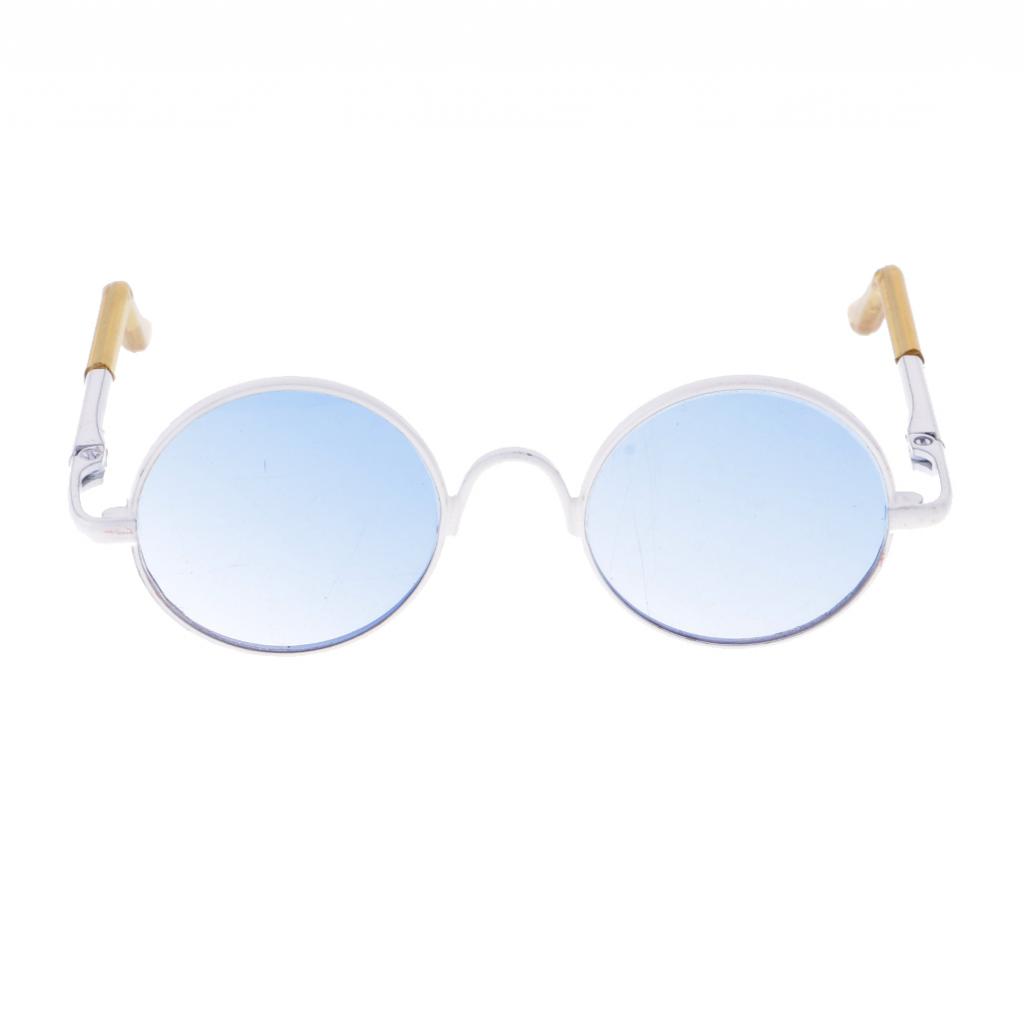 Pair of Fashion Retro Hippy Round Glasses Eyewear Eyeglasses for 1/3 BJD SD AS DZ MSD YOSD White