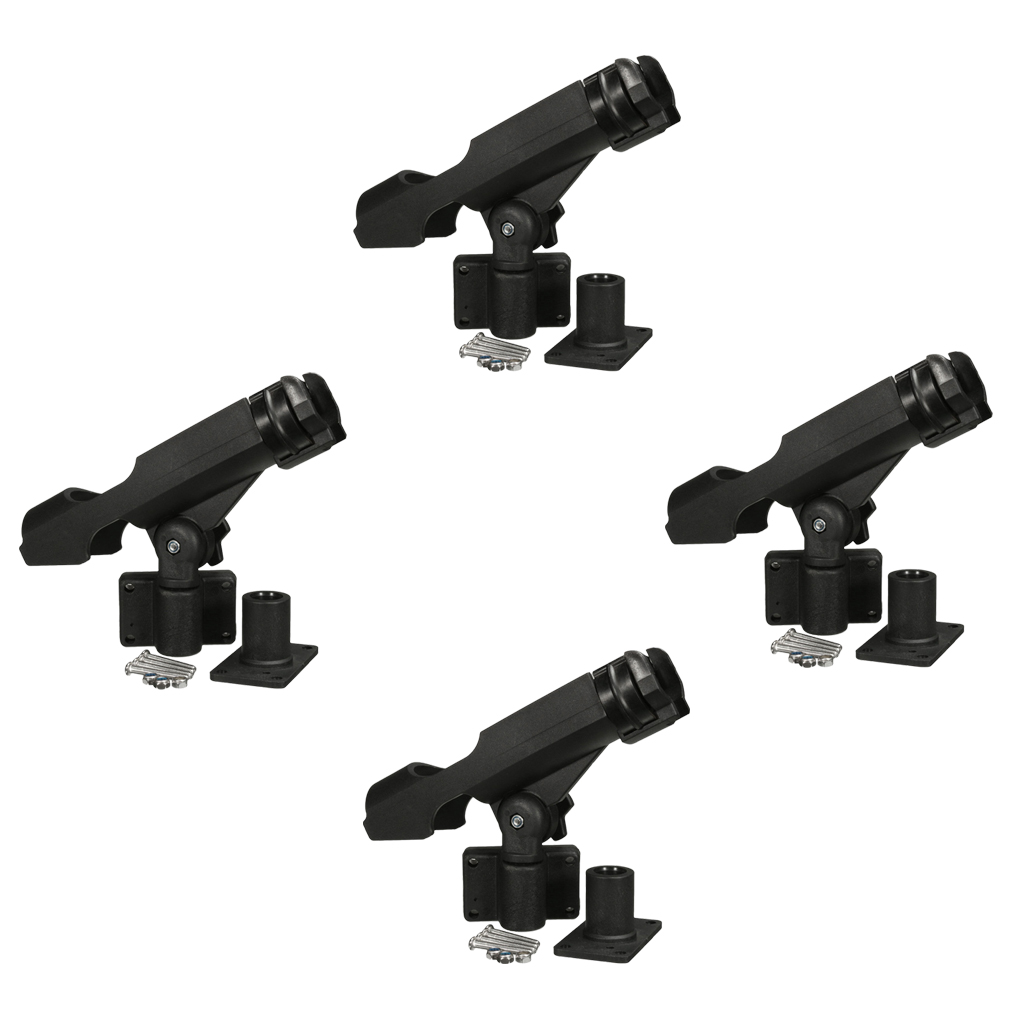 MagiDeal Top Quality 4Pcs Adjustable Side Rail Mount For Kayak Boat Fishing Pole Rod Holder Tackle Kit Fishing Accessory Black