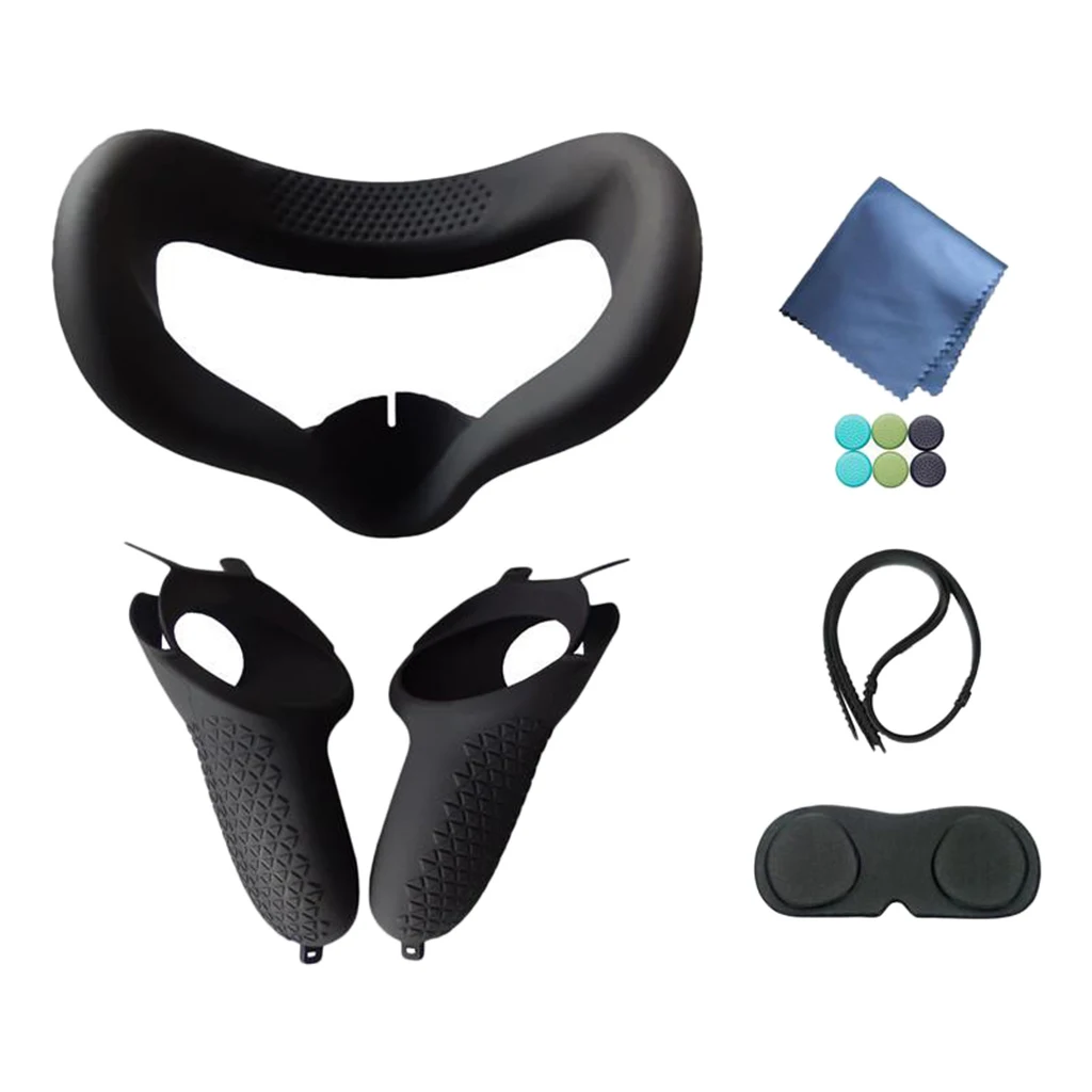 Silicone VR Gaming Headset Face Pad Skin Rocker Cap Set for Oculus Quest 2