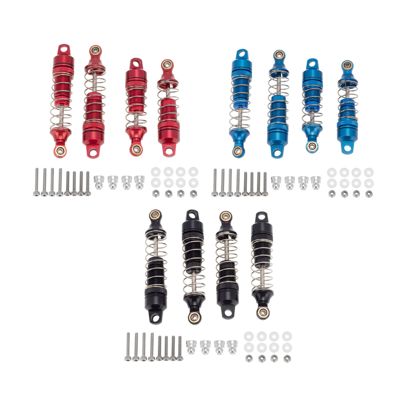 4Pcs Front & Rear Shock Absorber Aluminum Alloy Accessories Spring Assisted Sturdy for Losi 1/18 Mini-T 2.0 2WD Stadium Truck