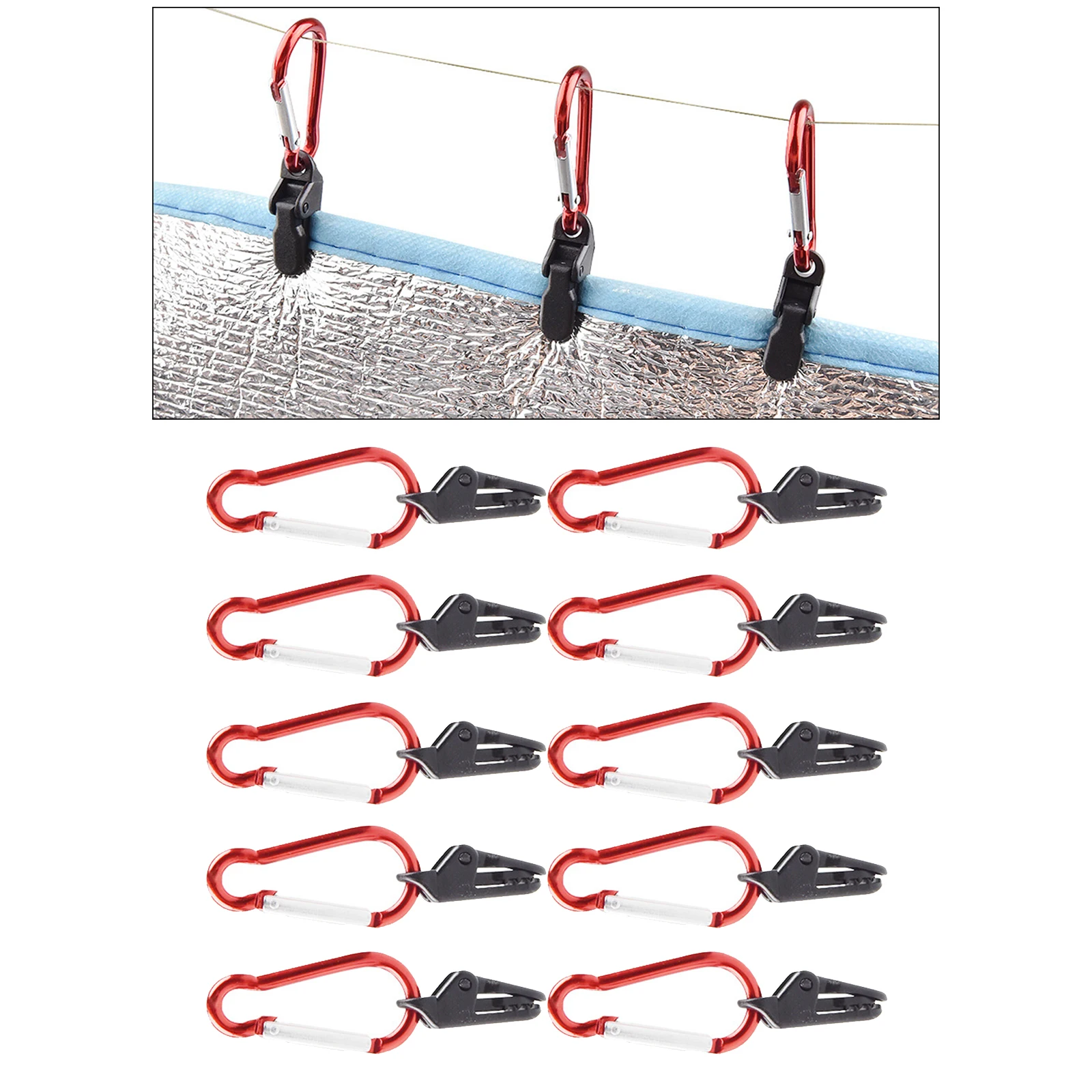 10x Tarp Clips Clamps Holding Up Canopy Alligator Mouth Lock Clip Carabiner