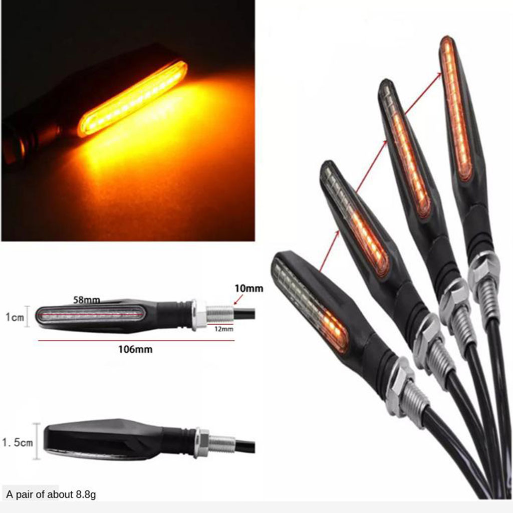 2pcs Flowing Motorbike LED Turn Signal Lights Flashing Turning Indicators Brake