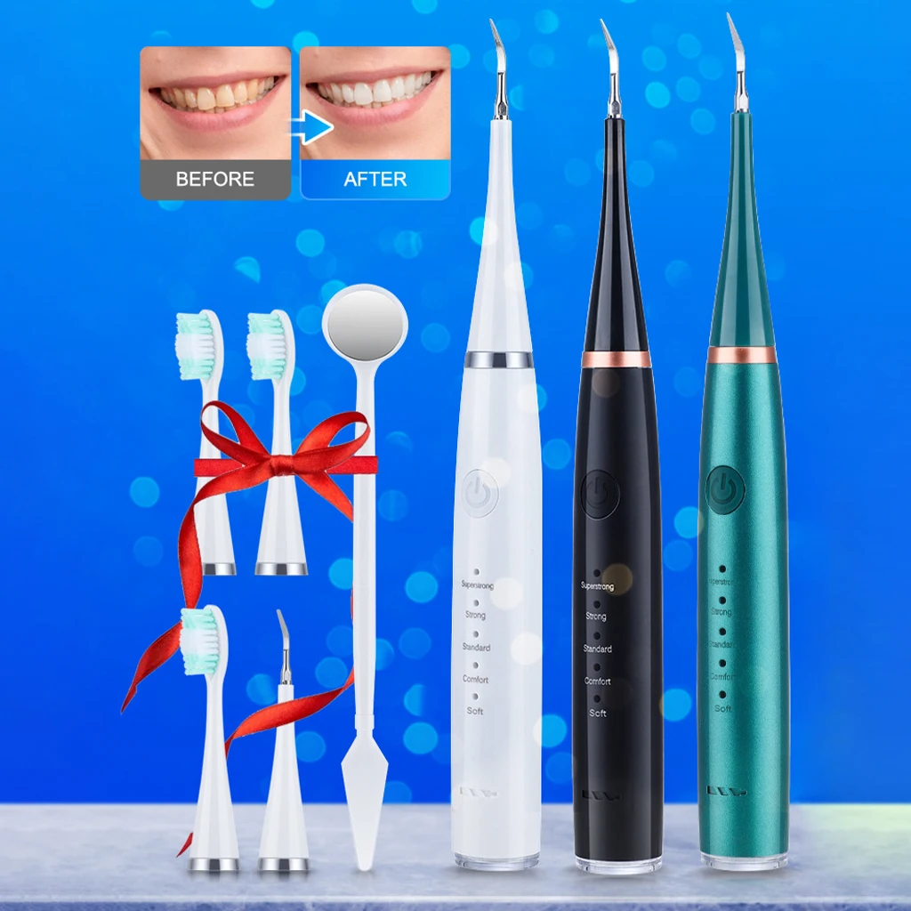 Electric Toothbrush USB Rechargeable IPX6 Waterproof Multifunction Calculus Remover Scaler for Portable Low Noise