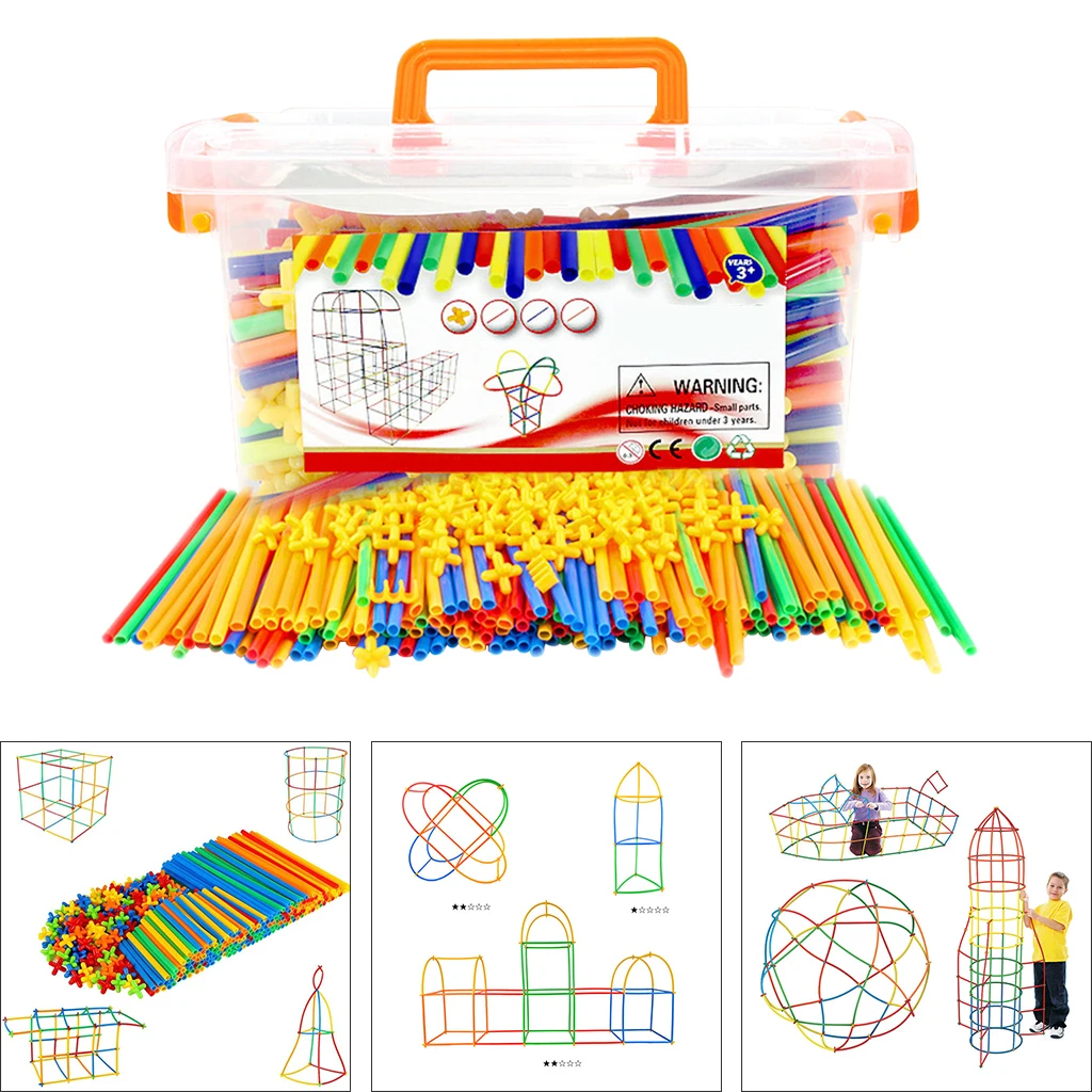 Interlocking Straw Constructor Stem Fort Building Toy Educational Kids Gift