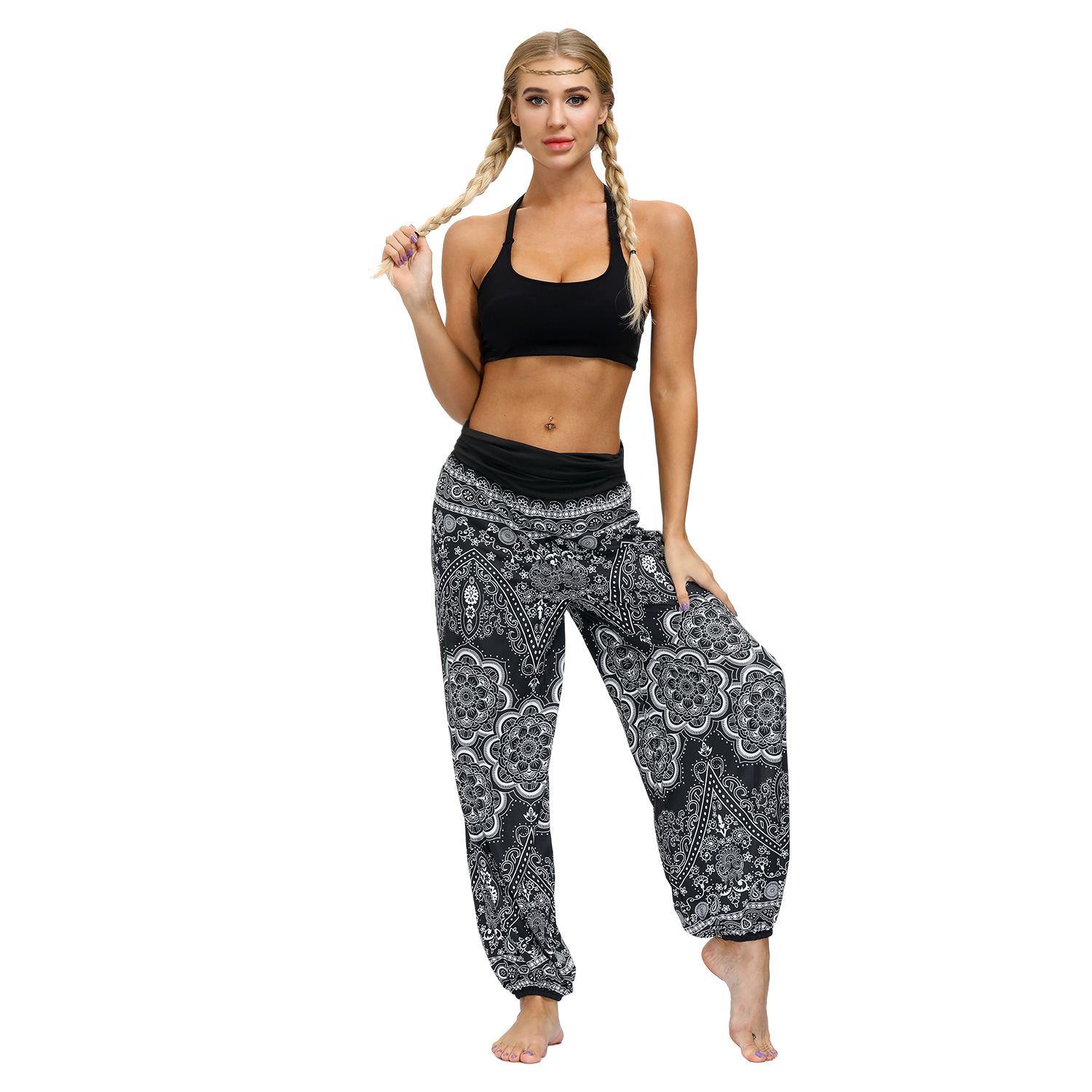 Casual pants women's summer elephant digital printing plus size women's elastic waist bloomers gym clothes yoga pants women Casual pants women's summer elephant digital printing plus size women's elastic waist bloomers gym clothes yoga pants women
