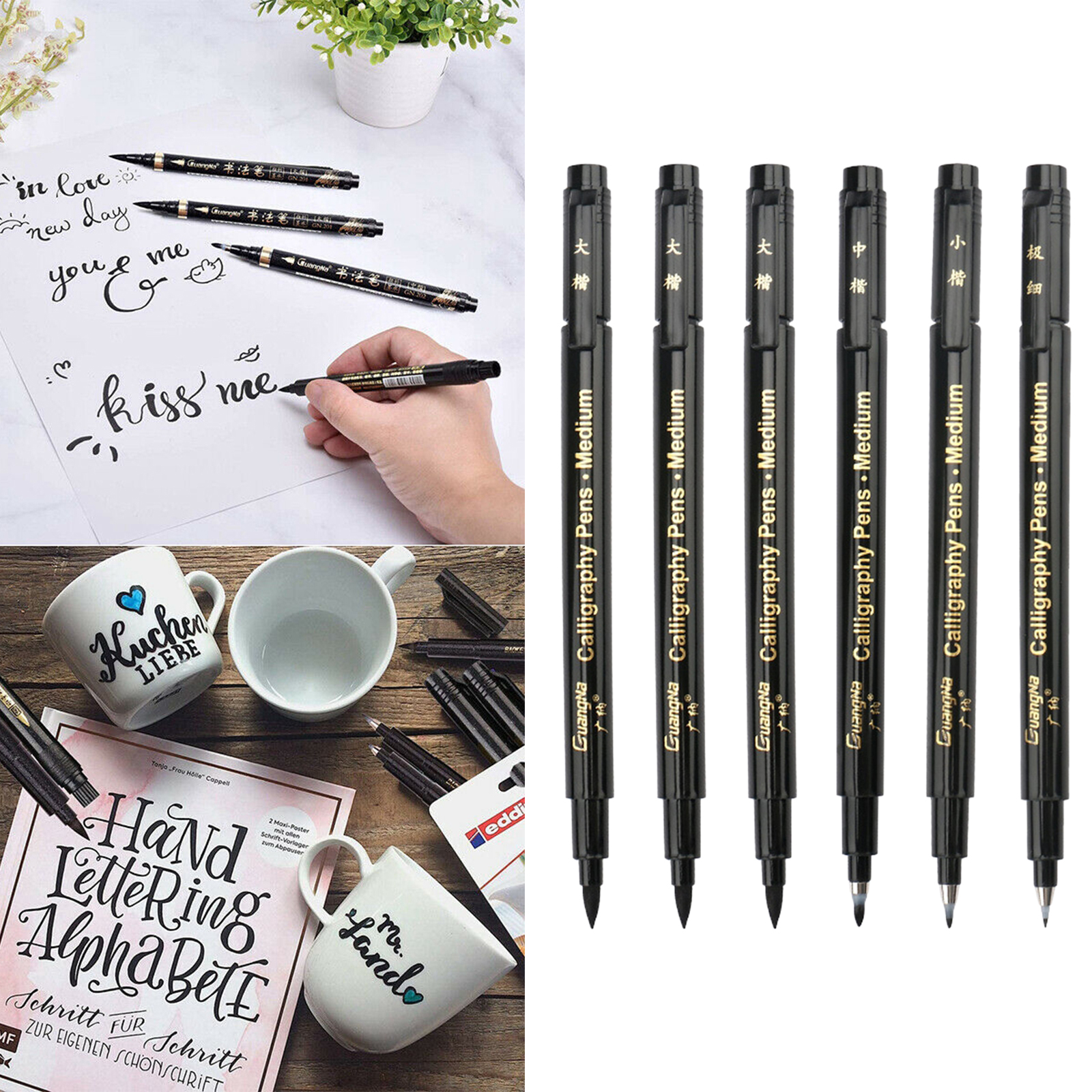 Calligraphy Pen Refillable Hand Lettering Pens Soft & Hard Tip Art Drawing Pen