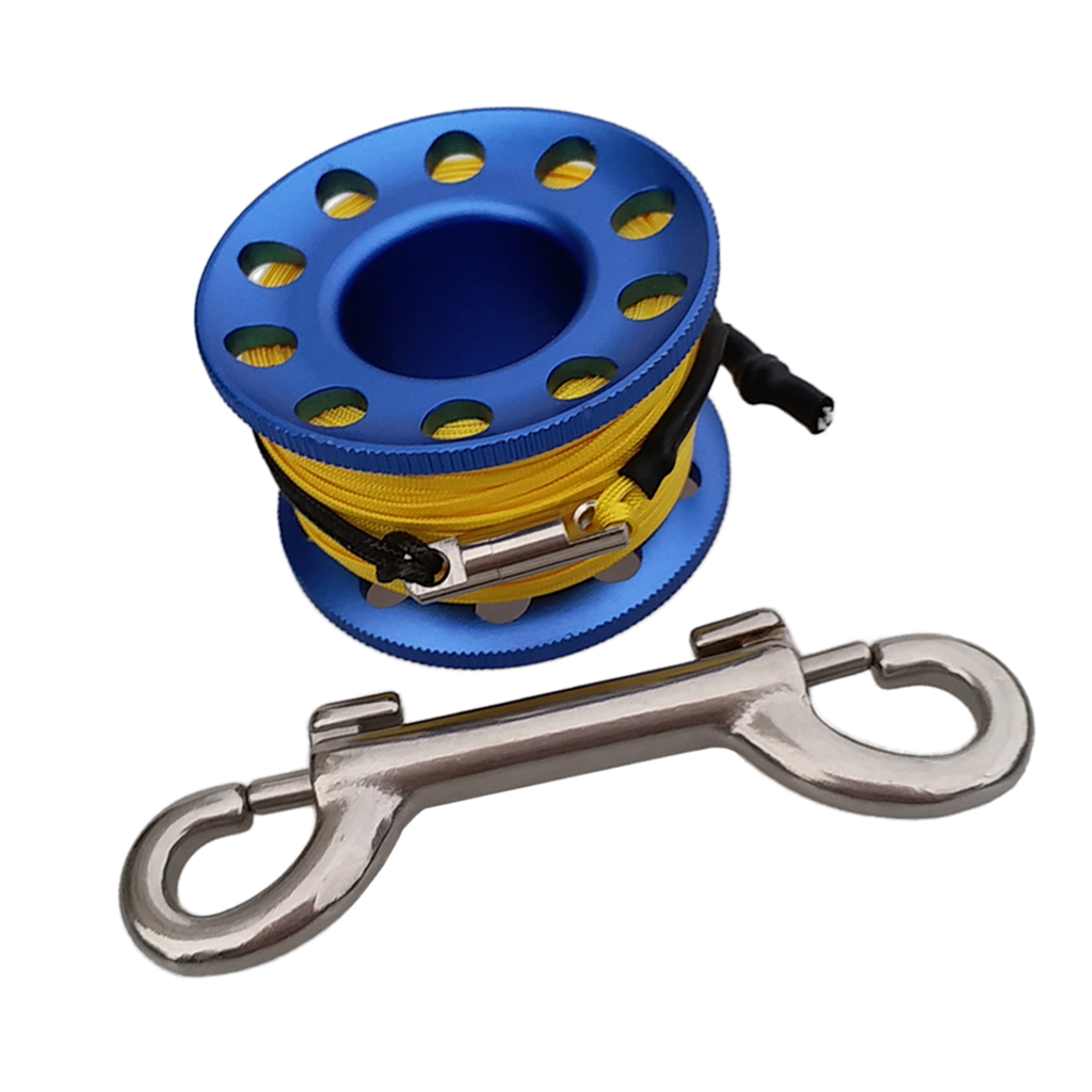 Perfeclan Aluminum Alloy Compact Scuba Diving Finger Spool Reel (49ft) with Double Ended Stainless Steel Boltsnap