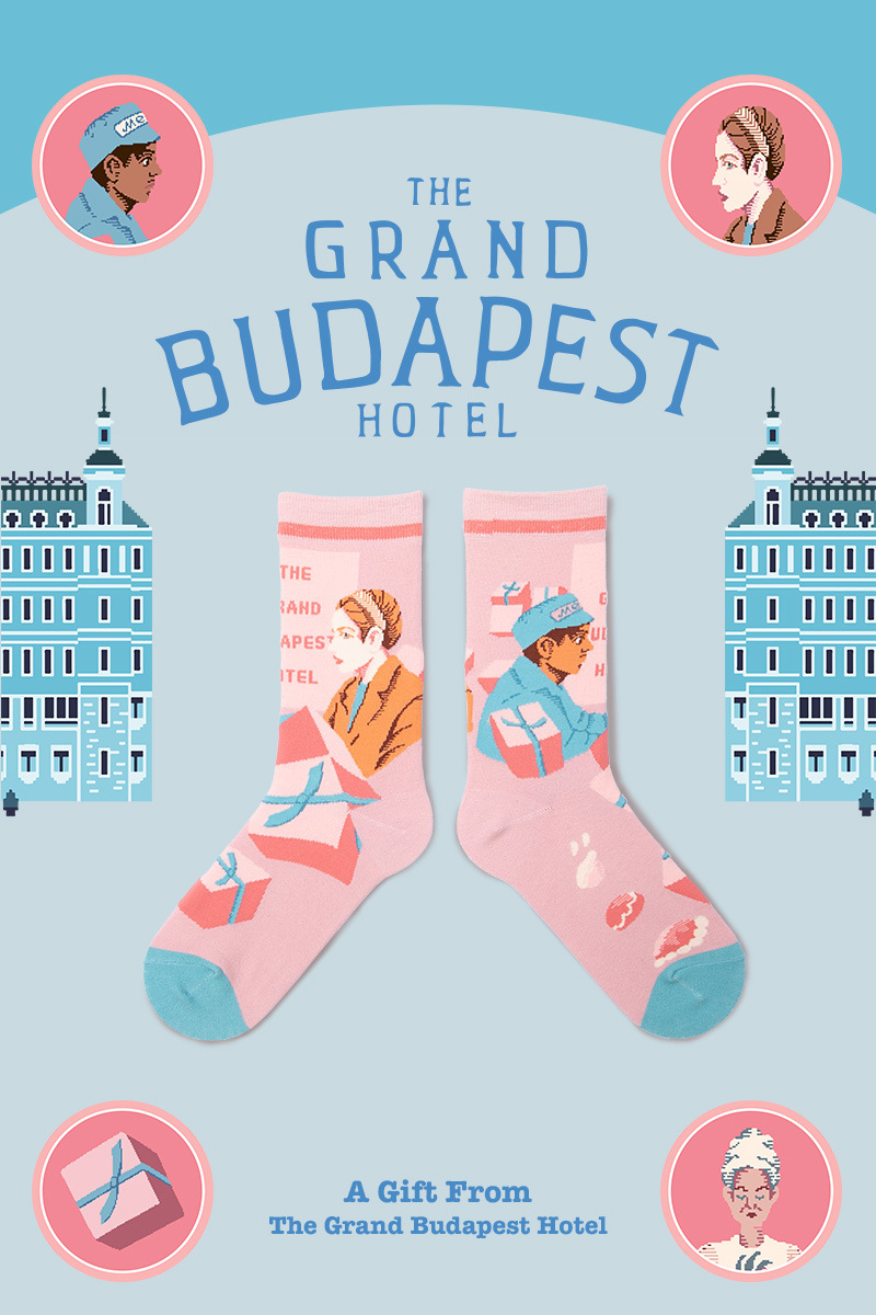 2021 Grand Budapest Hotel Series Ins Original trendige Socken auf Lager Tube Baumwollsocken Jacquard-Socken – Detail 5