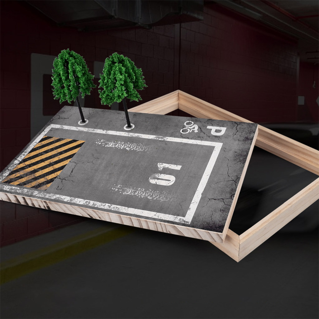 DIY 1:24 Parking Station Model Toy Car Diorama Scene Garage Model Scene with Tree Display Scenery Photo Background