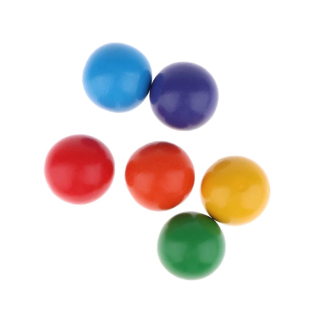 6 Colors Wooden Rainbow Balls Run Track Educational Blocks Toy