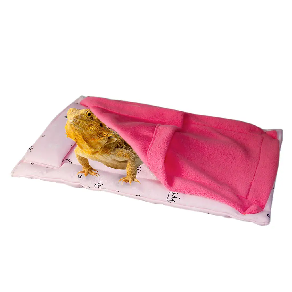 Warm Reptile Sleeping Bag Lizard W/ Blanket Pillow Carpet Hideout Habitat Bedding for Chameleons Small Animal Rat Gecko Supplies
