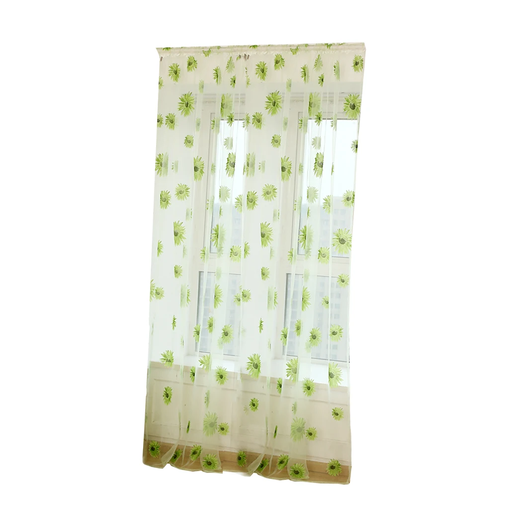  Sheer Voile Window Curtains Semi Tulle Drape Panel for Kitchen Bedroom Living Room(Slot Top Design, 2x1 Meter)