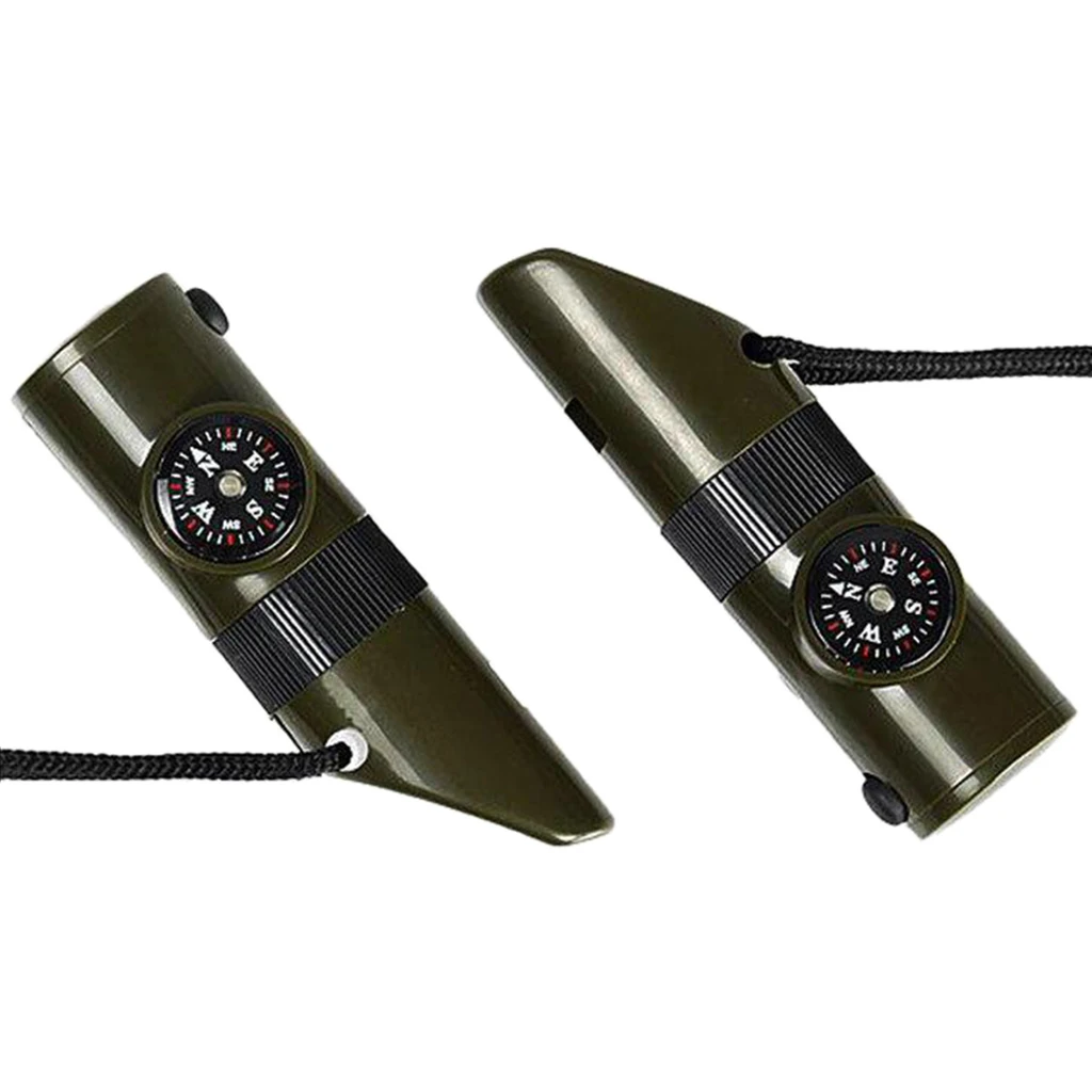 Multifunction Practical Survival  Whistle with Flashlight 7 in 1 for Sport Outdoor Activities