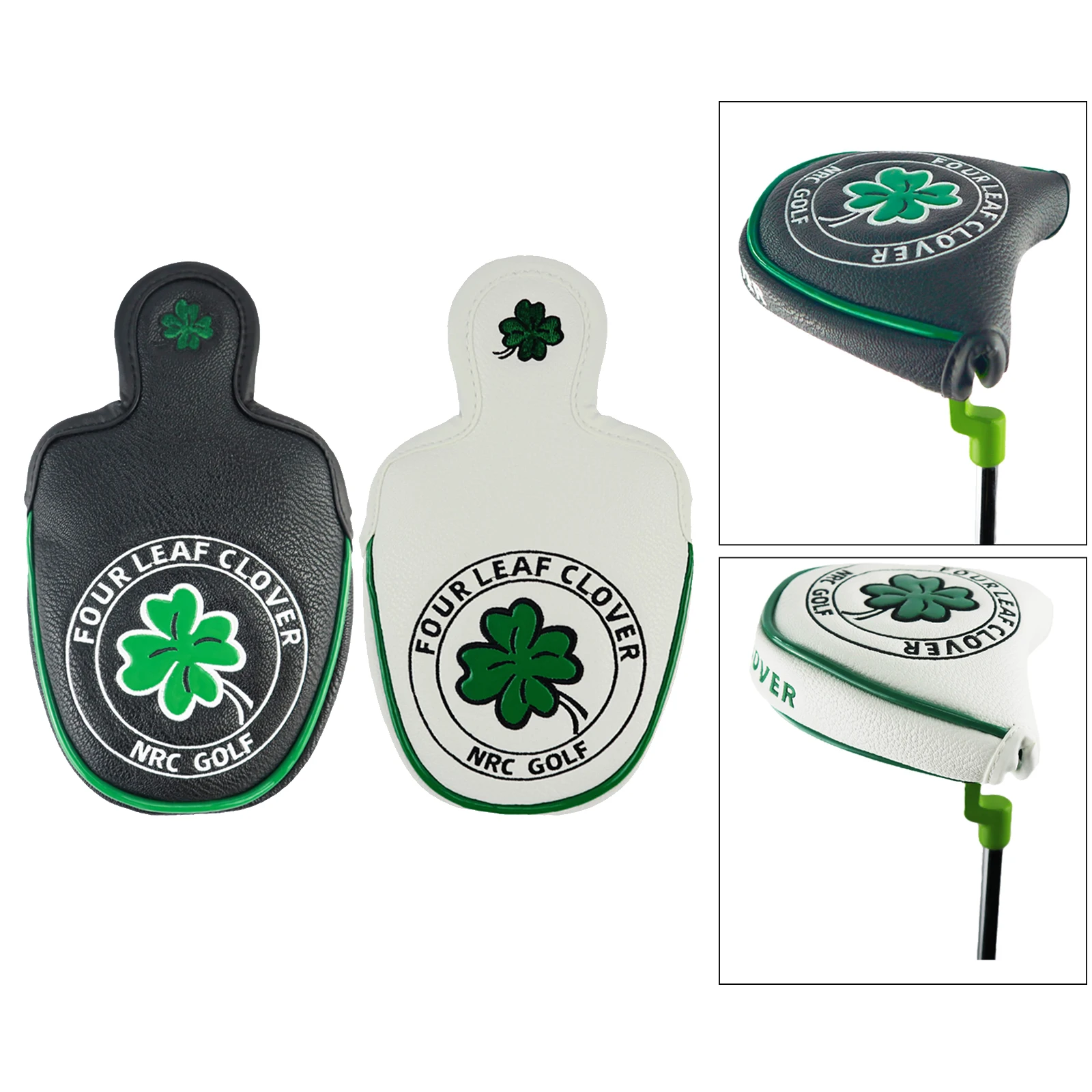 Golf Putter Cover Four Leaf  PU Leather Magnetic Closure Headcover for Mallet Putter Golf Head Covers