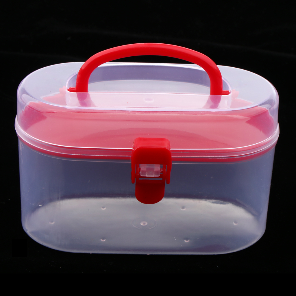 Clear Storage Box Plastic Container Double Layers With Handle Lockable Cap