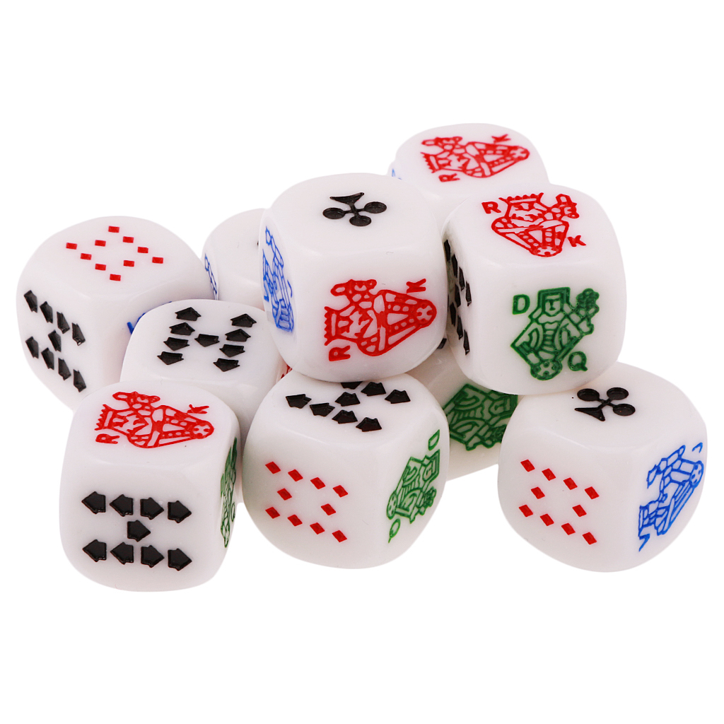 10 Pieces Six Sided D6 Poker Gaming Card Game Board Games Dice Entertainment Tools For Party Gambling Cubes Digital Dices