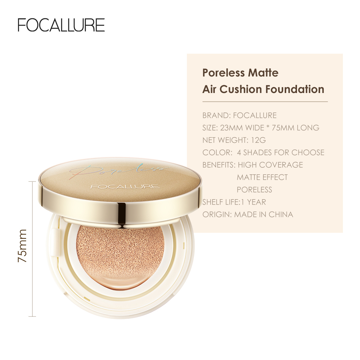 Best of FOCALLURE Poreless BB Air Cushion Whitening Foundation Base CC Cream Waterproof Brighten Matte Face Concealer Makeup Cosmetics Reviews & Tips - Image 6