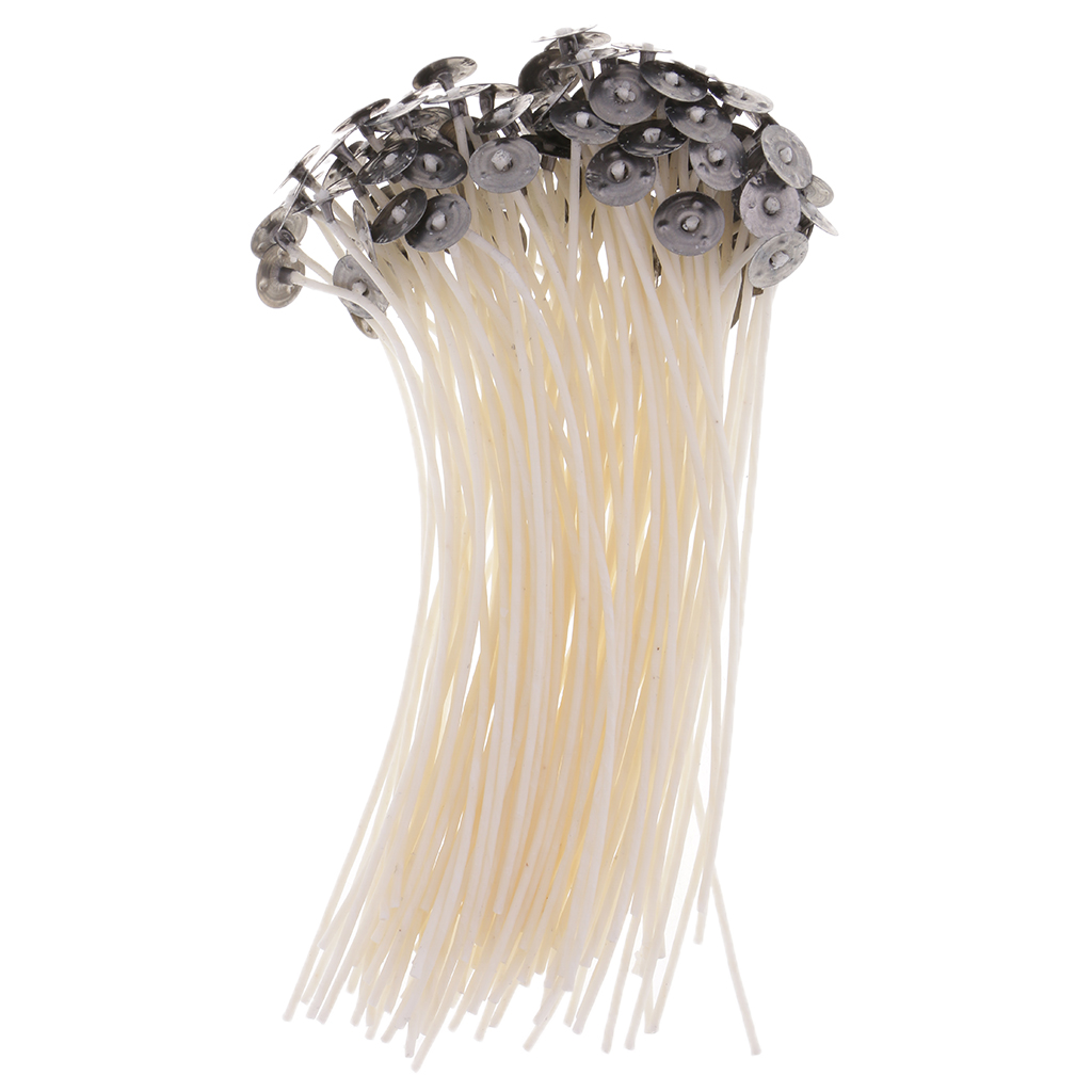 100 Pieces Pre Waxed Pre-Tabbed Cotton Candle Wicks For Candle Making Tealight Candle with Sustainer Tabs 10/12/15cm