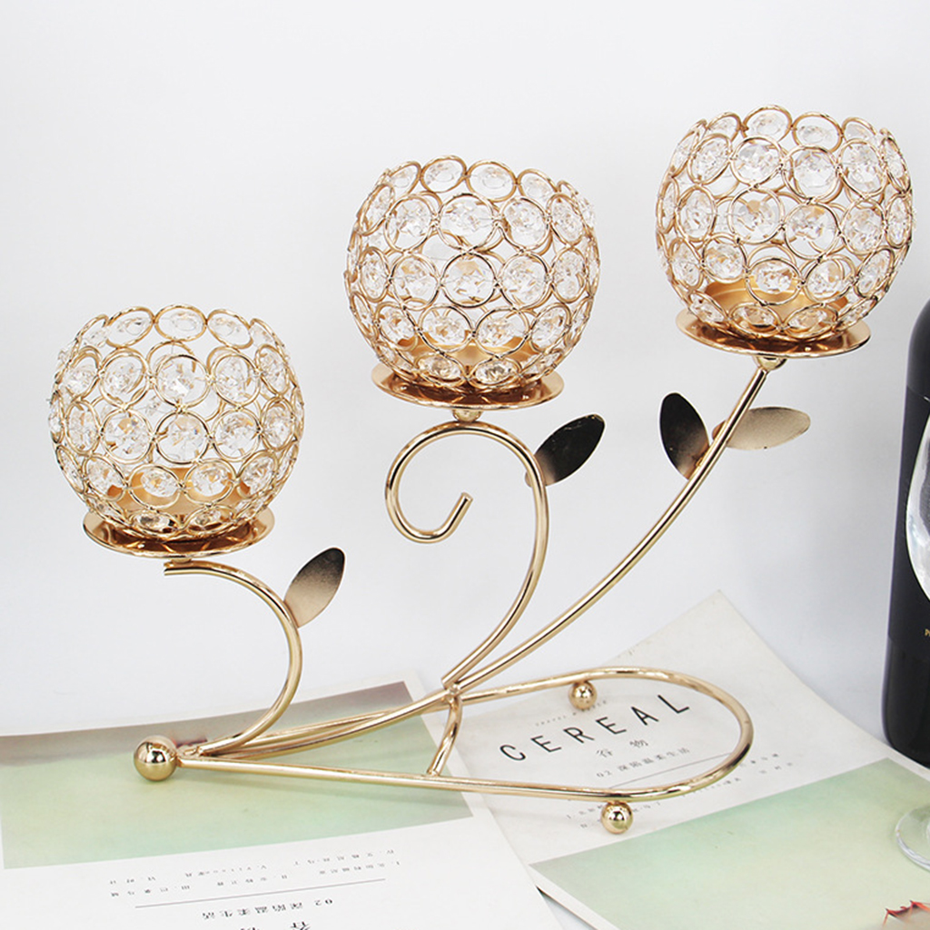 Candle Holder 3-Arm Candelabra Desktop Centerpiece Cabinet Home Decoration