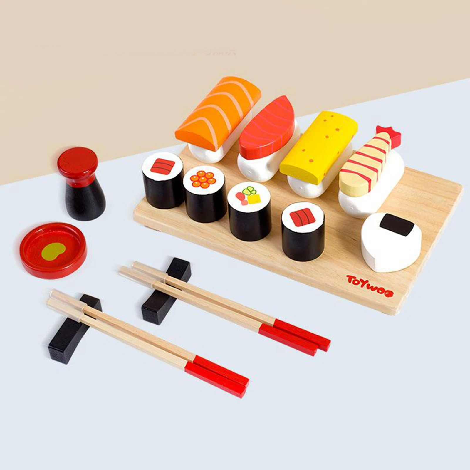 Wooden Kitchen Toys Tableware Play House Simulation Sushi Model Pretend Play Toy