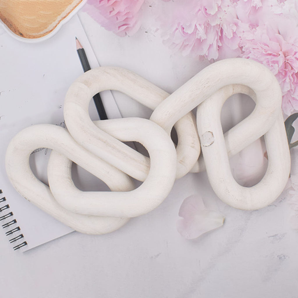 Modern Chain Link Decoration Craft Wood Art 5-Link Chain Bohemian Ornament for Home Bedroom Coffee Farmhouse Table Tray