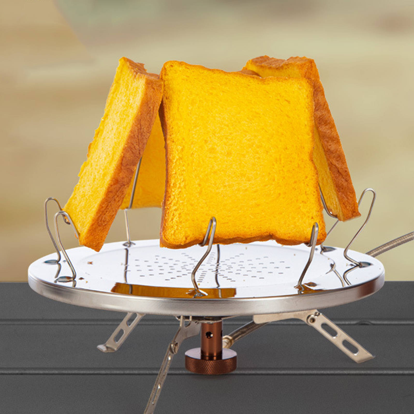 Tray Porous 4 Slice Foldable Stainless Steel Cookware Convenient Bread Toaster Rack for Cooking Camping Home Cooker Friends