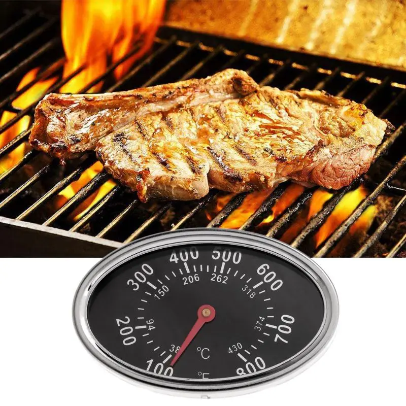 100-800℉ BBQ Smoker Grill Thermometer Outdoor Cooking Barbecue Temperature Gauge 