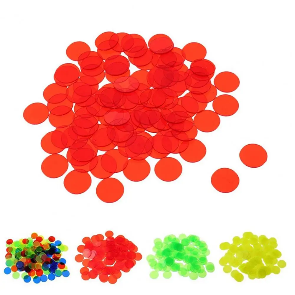 120pcs Bingo Chips 19mm Transparent Plastic Counting Chips Counters for Kid Play 