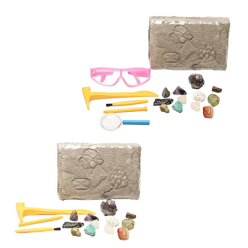 Mining Adventure Kit ,Excavate 12 Real Gems Stem Science Educational Toys Gemstone Mining Excavation for Mining Gift Kids Girls