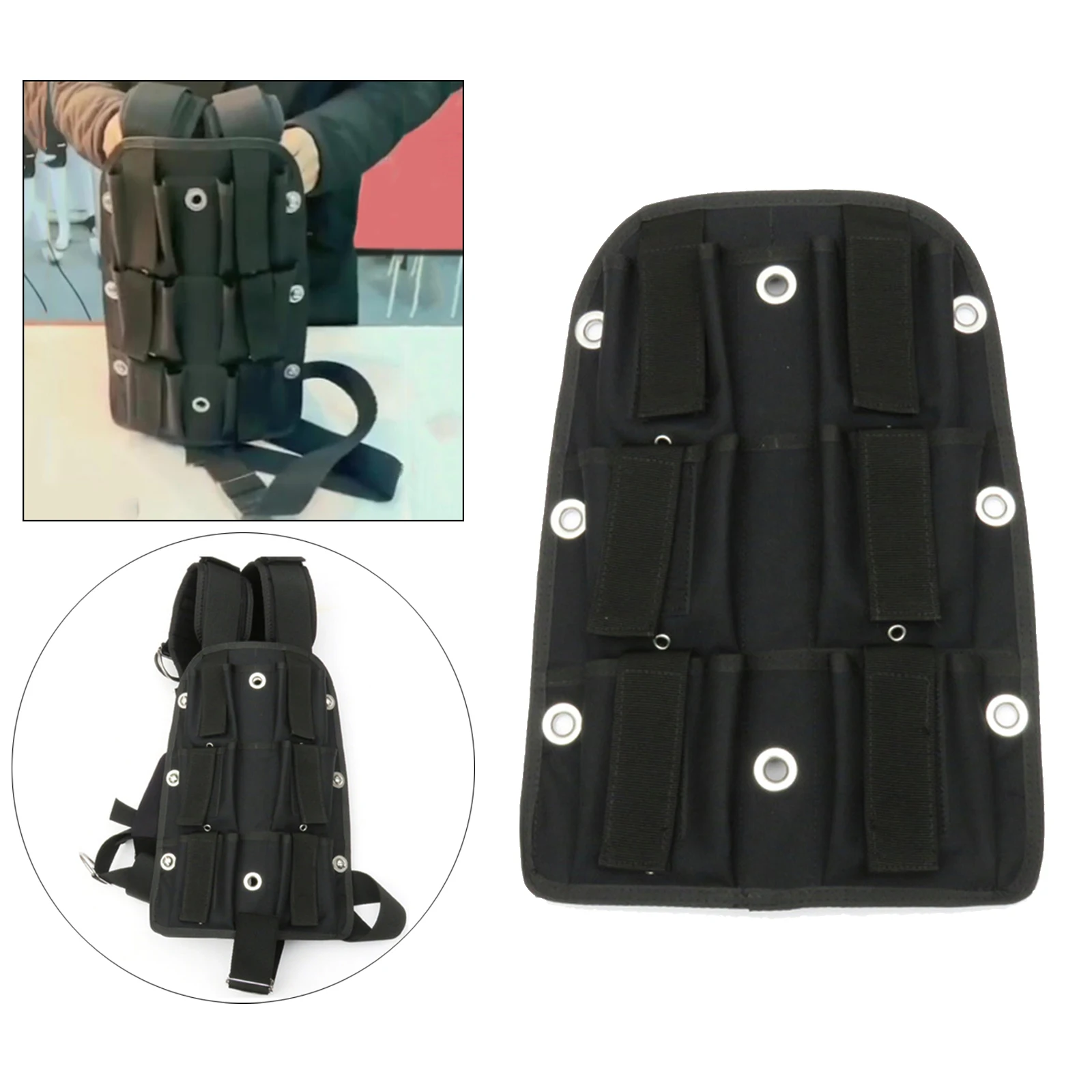 13lbs Nylon Diving Backplate Harness Scuba Dive Weight Plate Pad Pockets