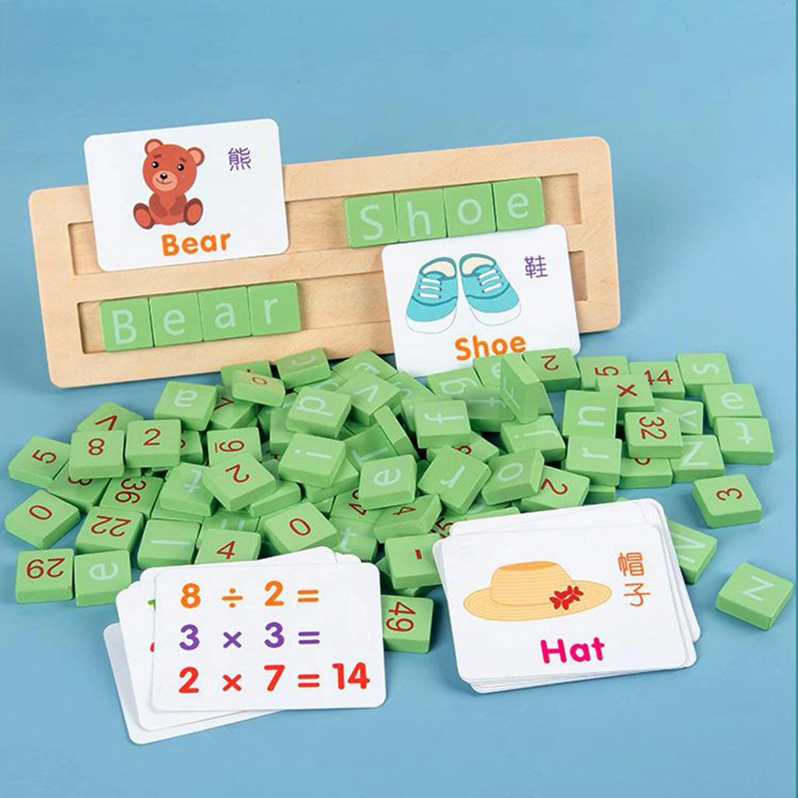Wooden   Mathematics Letters Word Spelling Early Learning Toy Kids