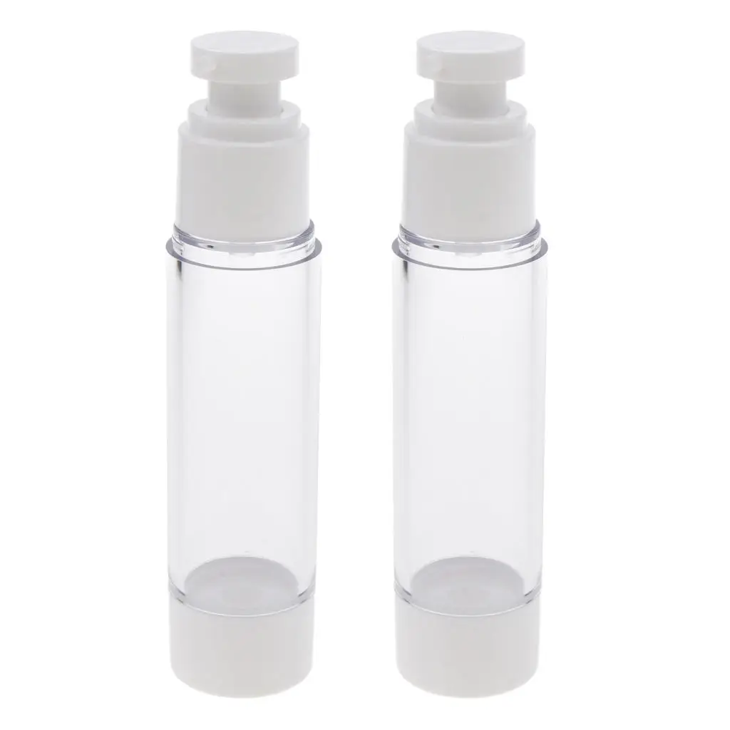 Set of 2 Empty Pump Dispensers, Airless Pump Dispensers, Lotion, Cream And Gel Dispensers to Fill Yourself