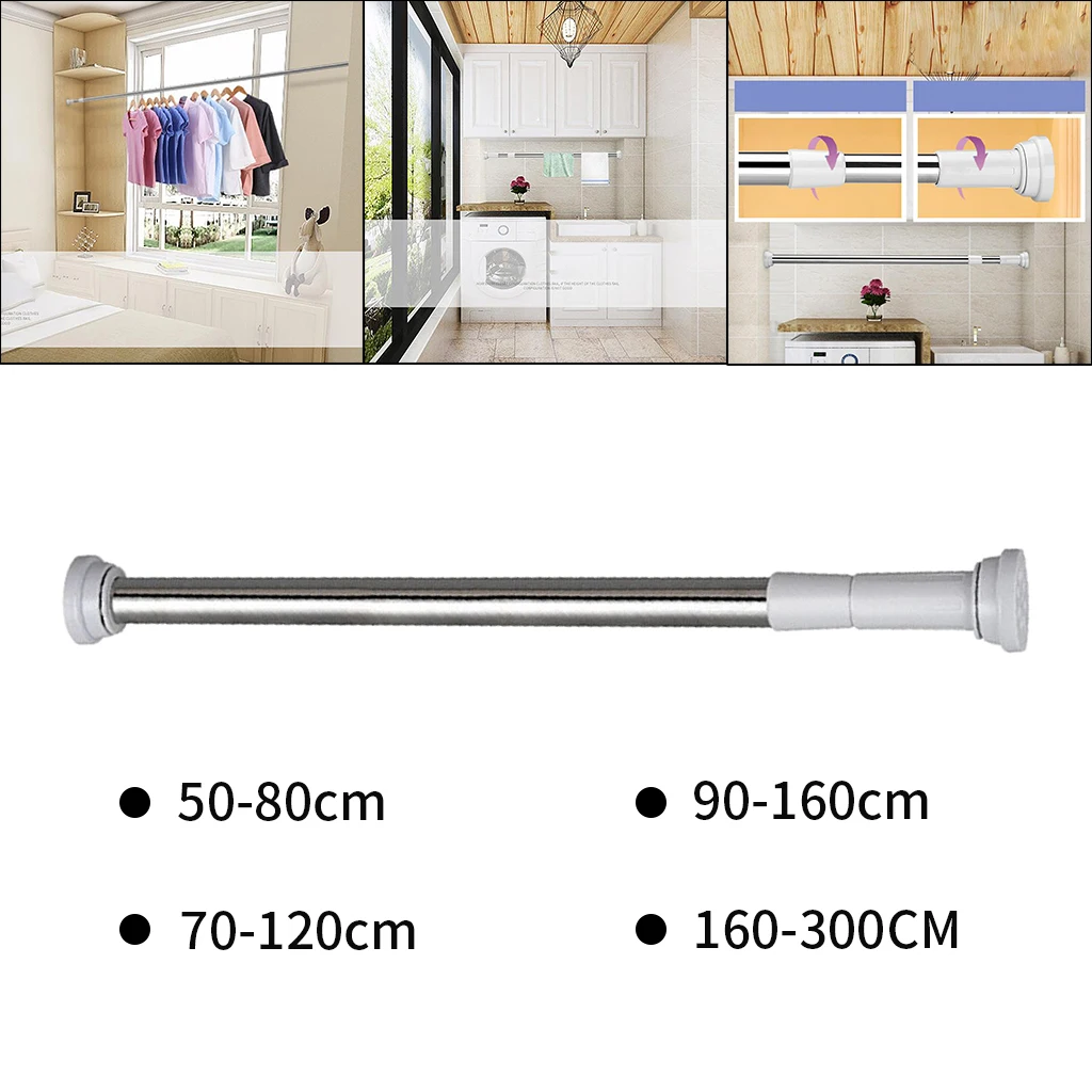 Shower Curtain Rod, No Drilling Telescopic Shower Curtain Pole/Rail/Rod,