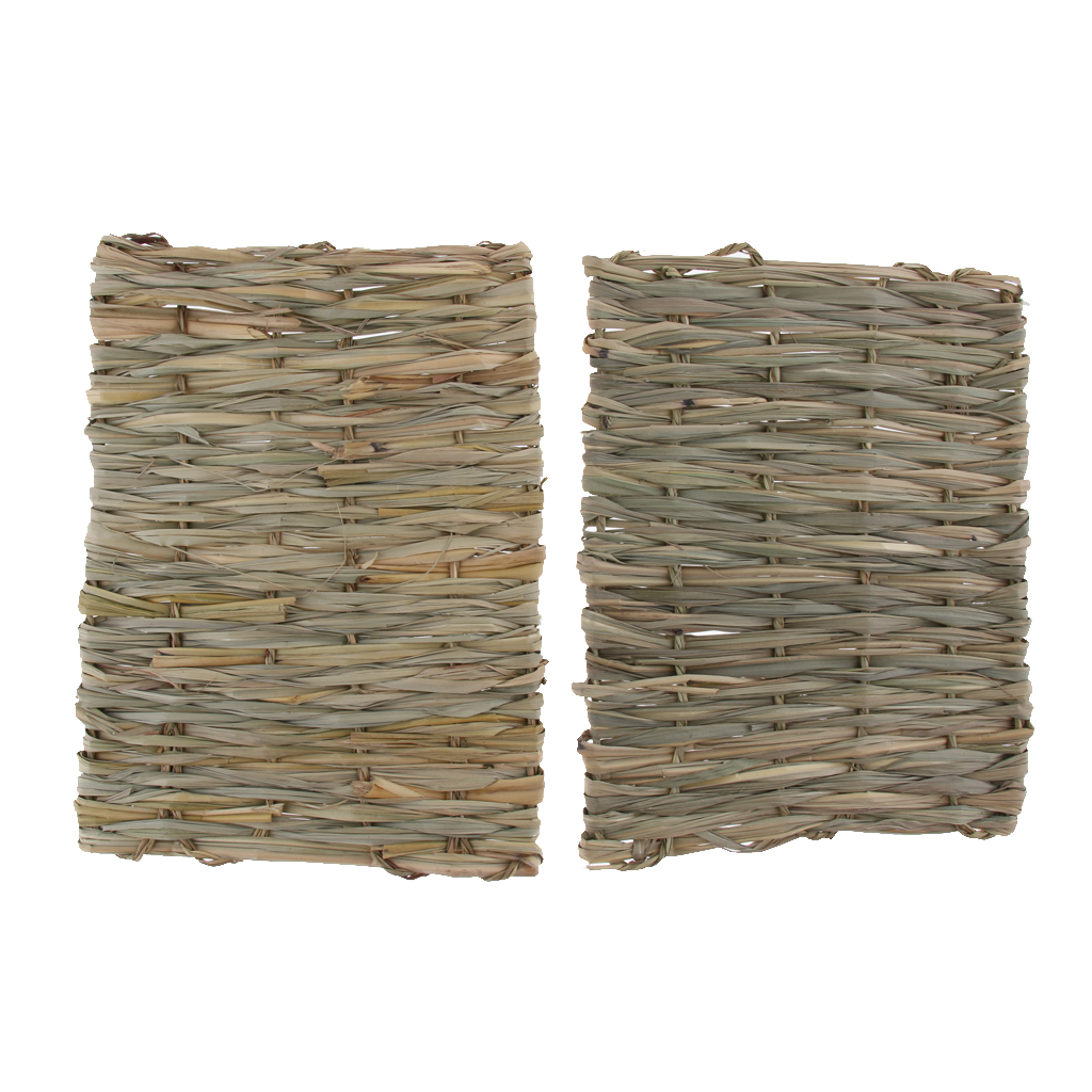 Handwoven Straw Cage Mat Sleep Bed and Chew Toy for Small Pet Rabbit Hamster