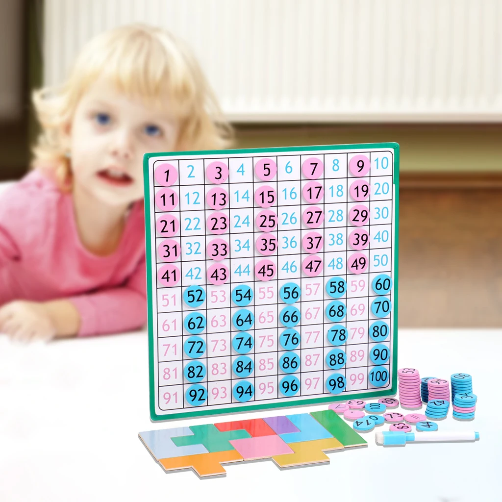 1 Set Wooden Montessori Magnetic 1-100 Number Board Counting Game Math Teaching Aids Toys Arithmetic Early Learning